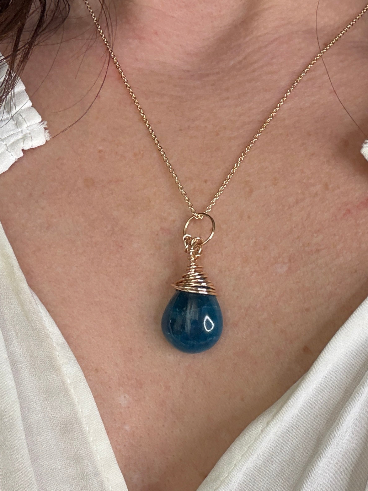 Blue Apatite Teardrop Necklace