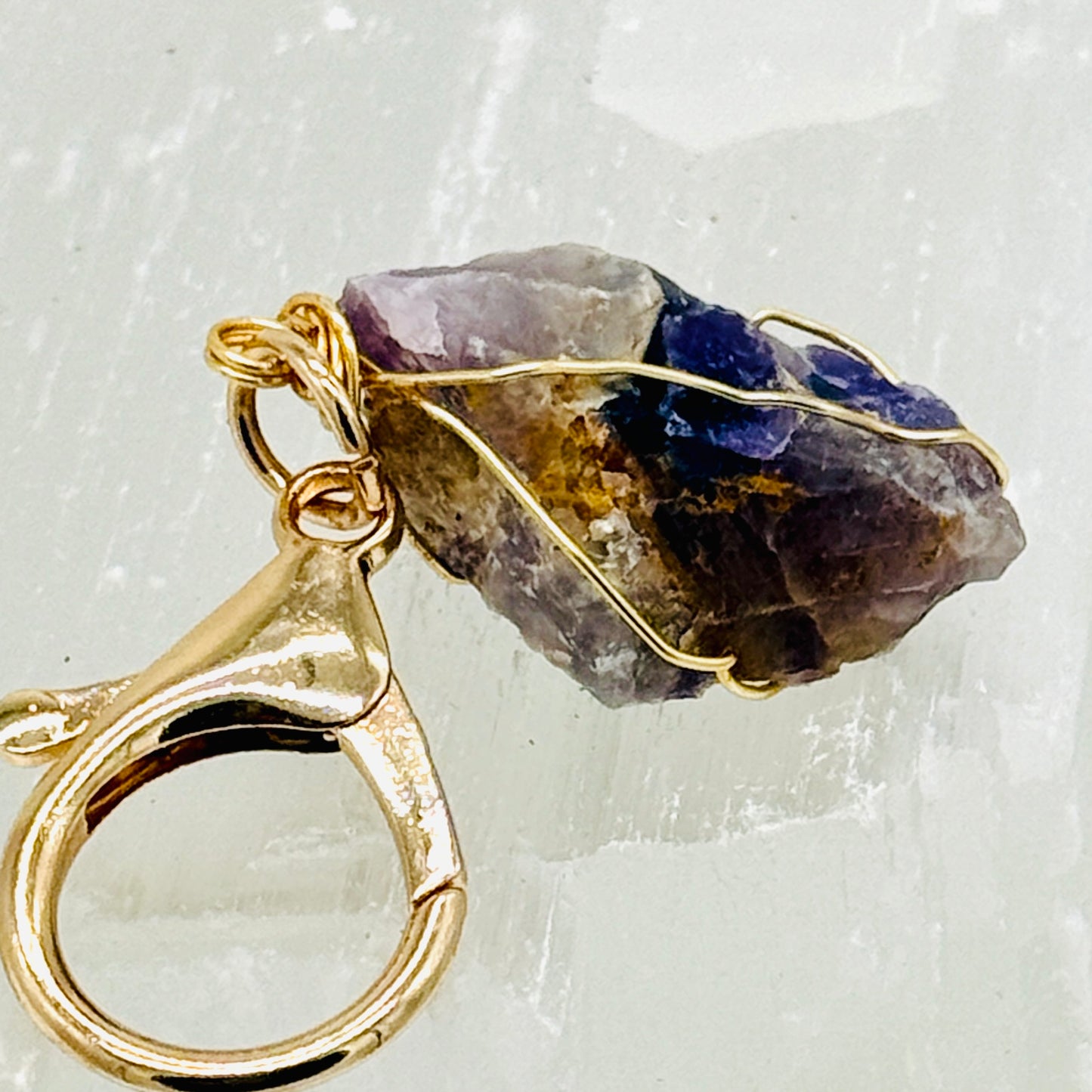 Chevron Amethyst Keychain