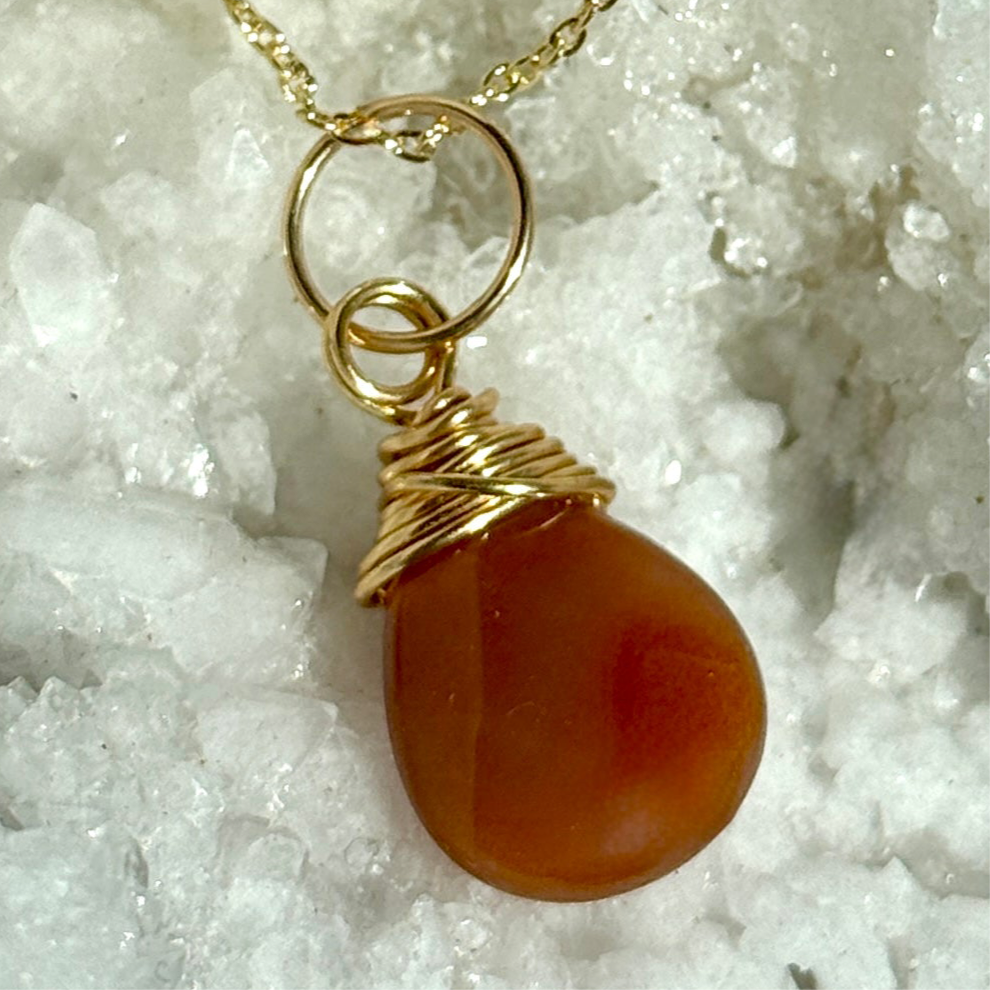 Carnelian Teardrop Pendant Necklace