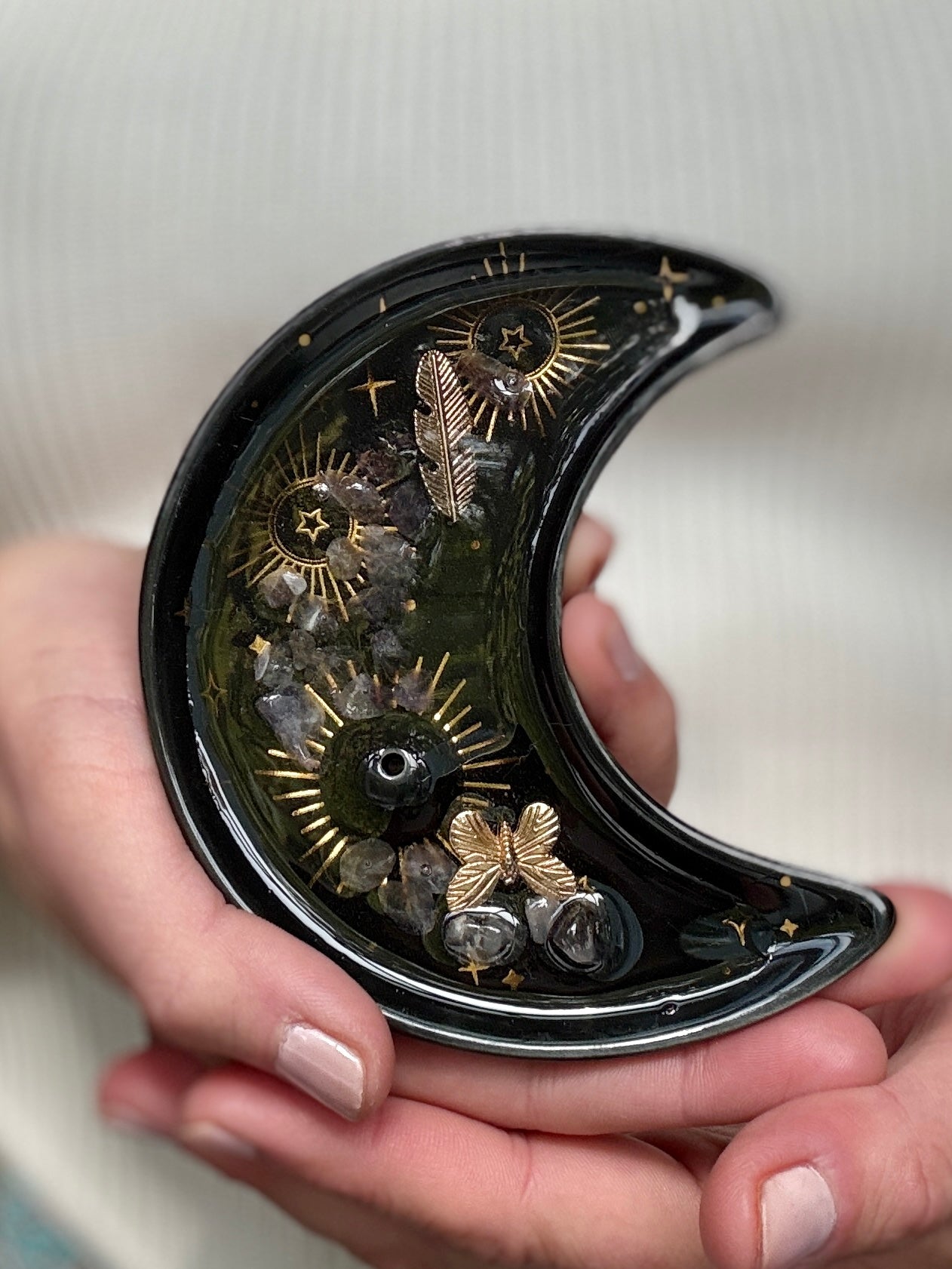 Crescent Moon Incense Holder