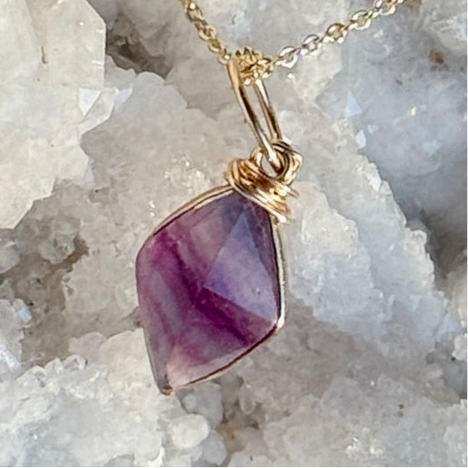 Rainbow Fluorite Pendant Necklace