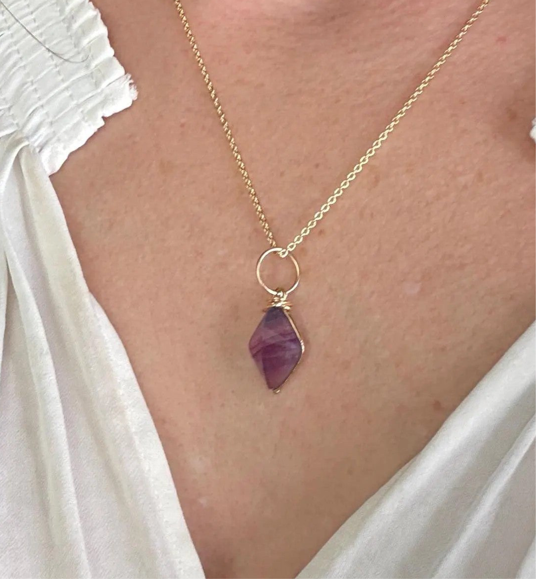 Rainbow Fluorite Pendant Necklace