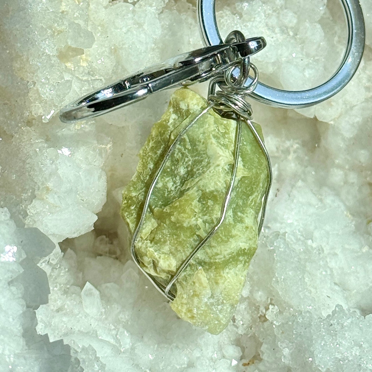 Serpentine Gemstone Keychain