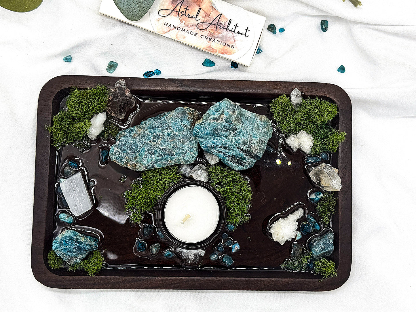 Blue Apatite Candle Altar