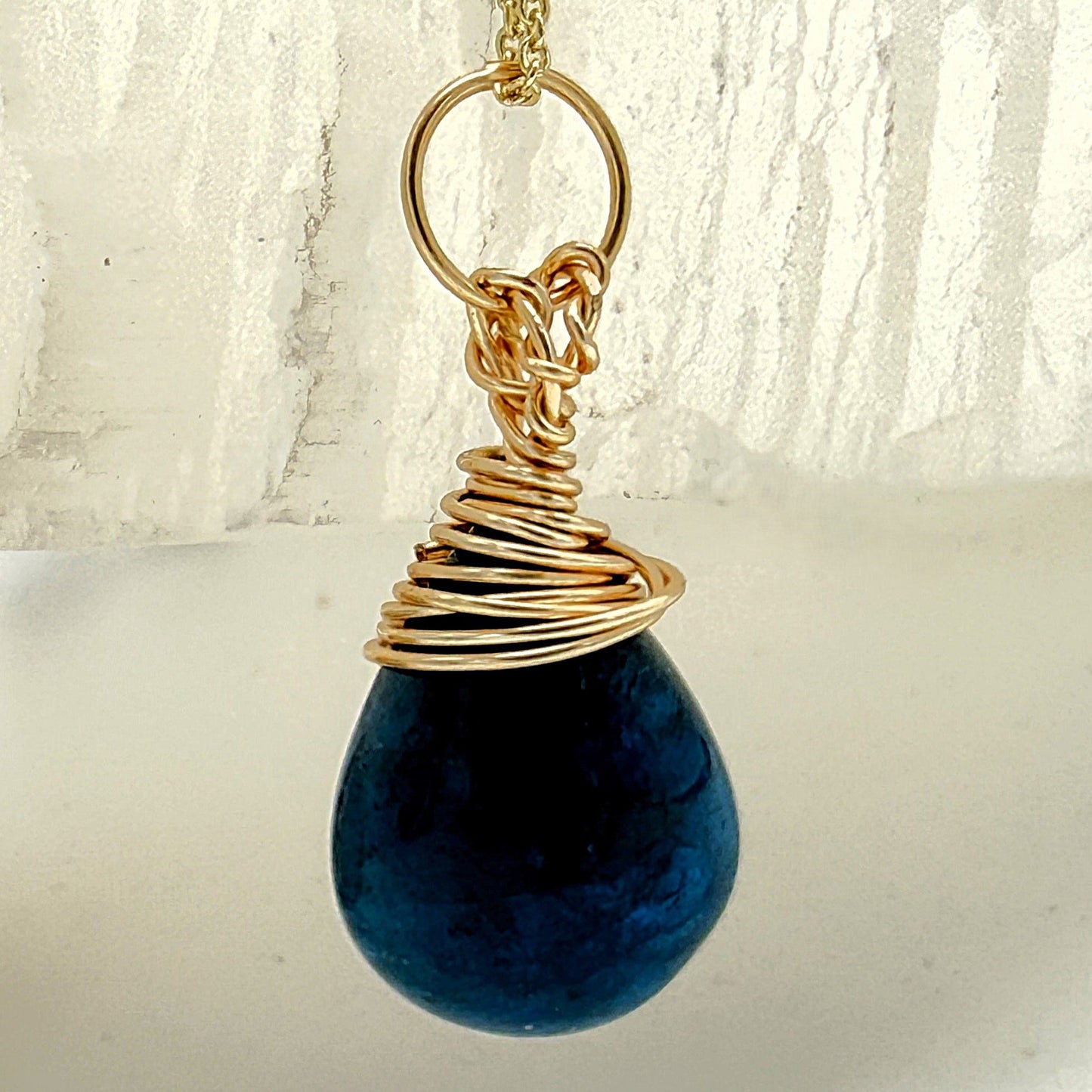 Blue Apatite Teardrop Necklace