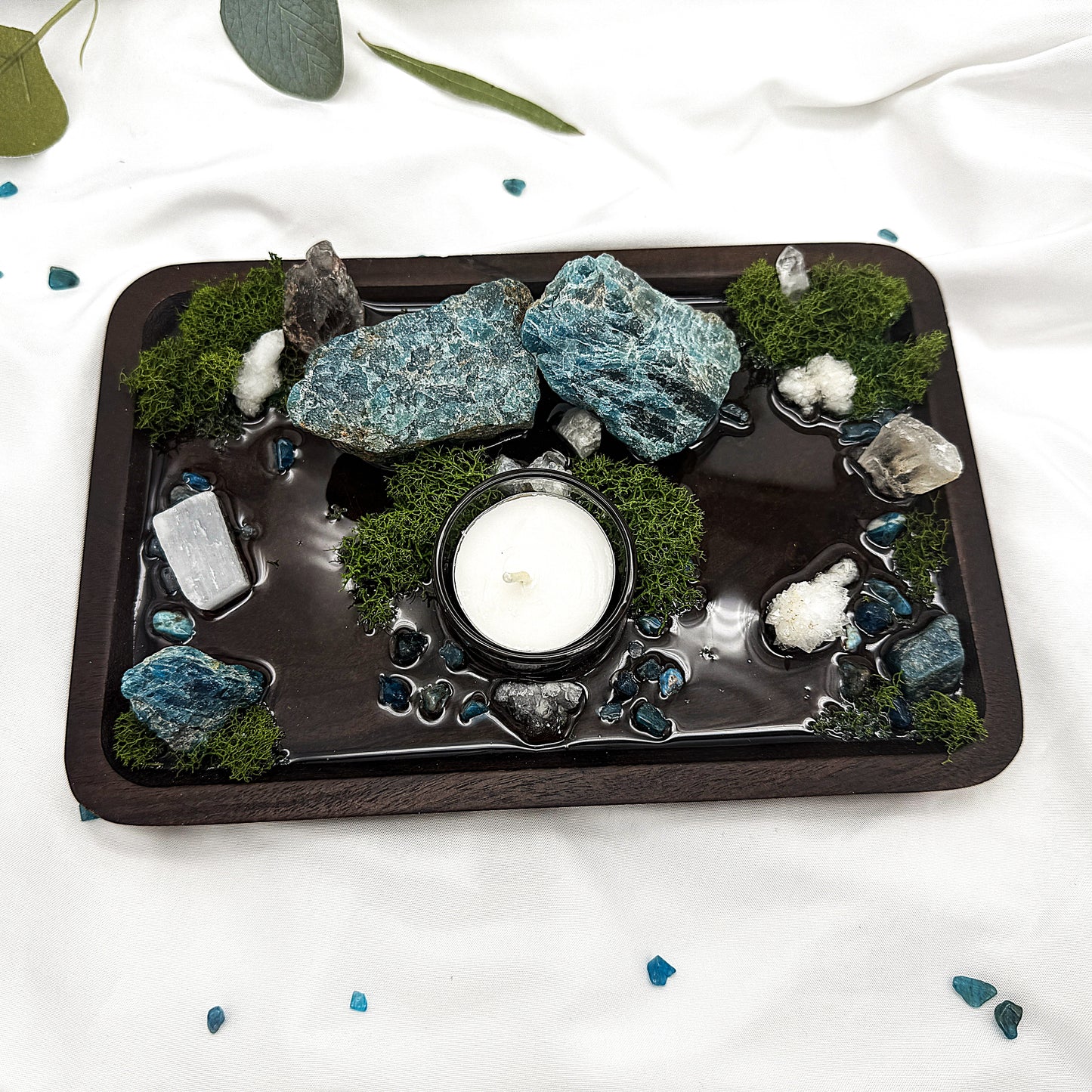 Blue Apatite Candle Altar