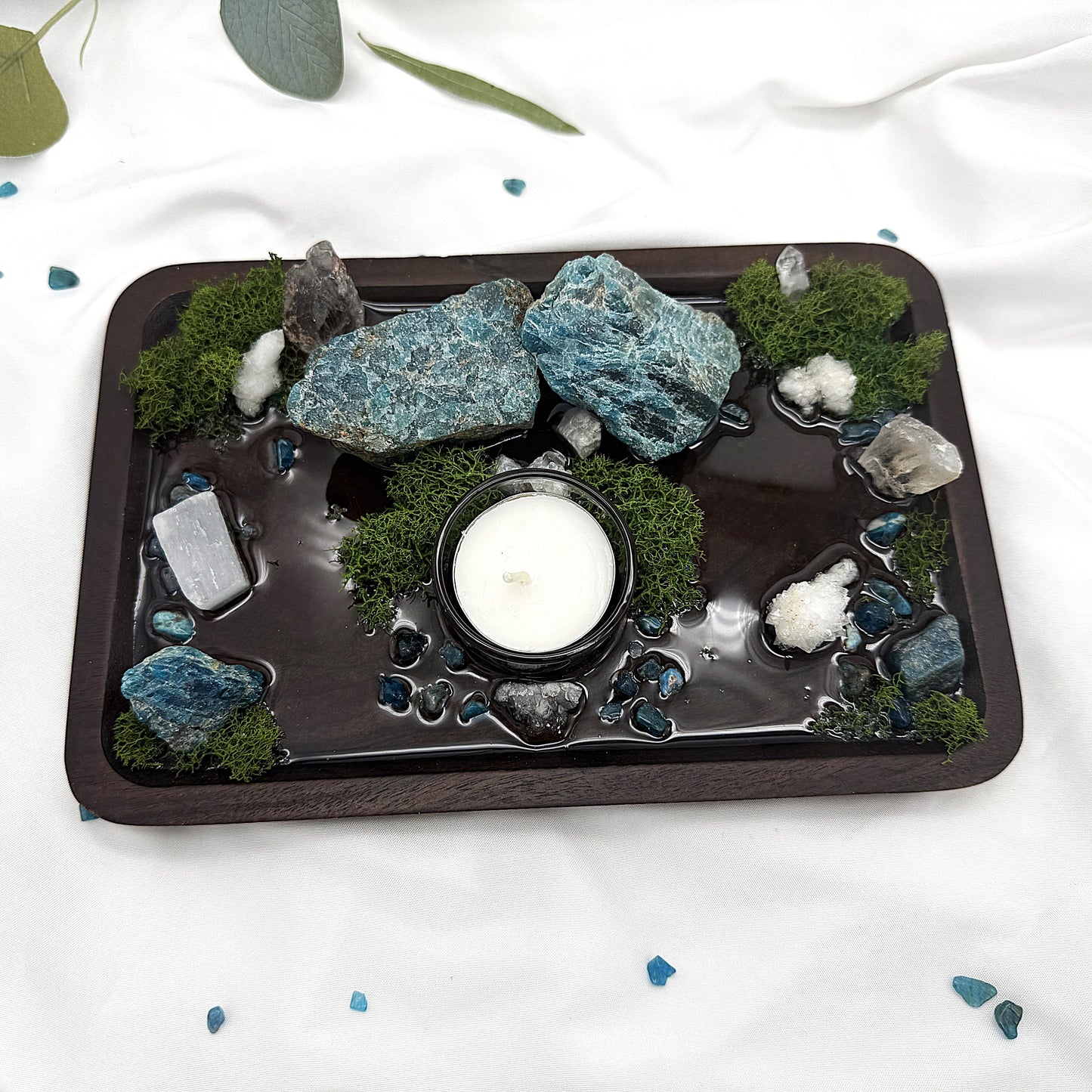 Blue Apatite Candle Altar