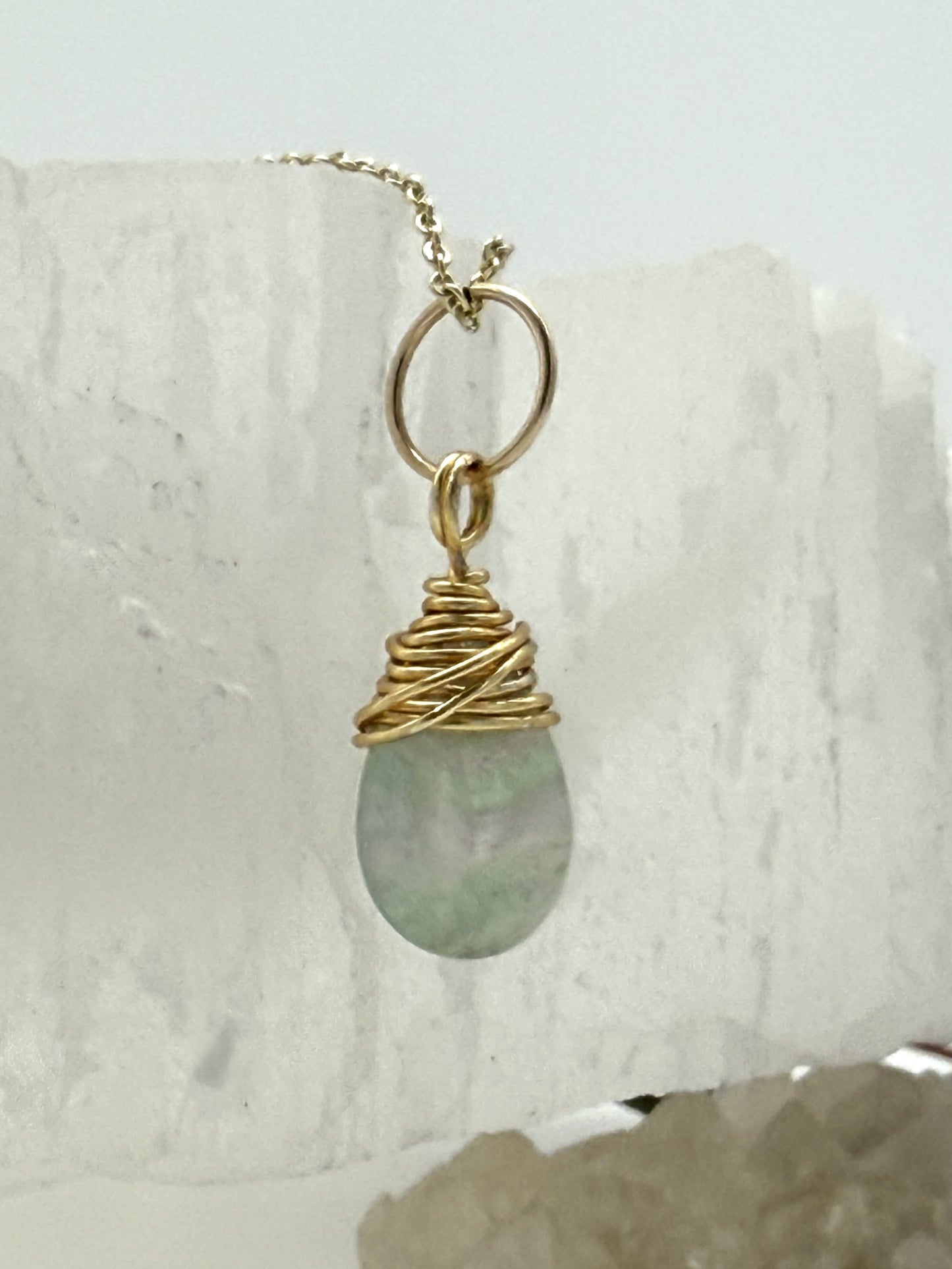 Fluorite Teardrop Pendanct Necklace