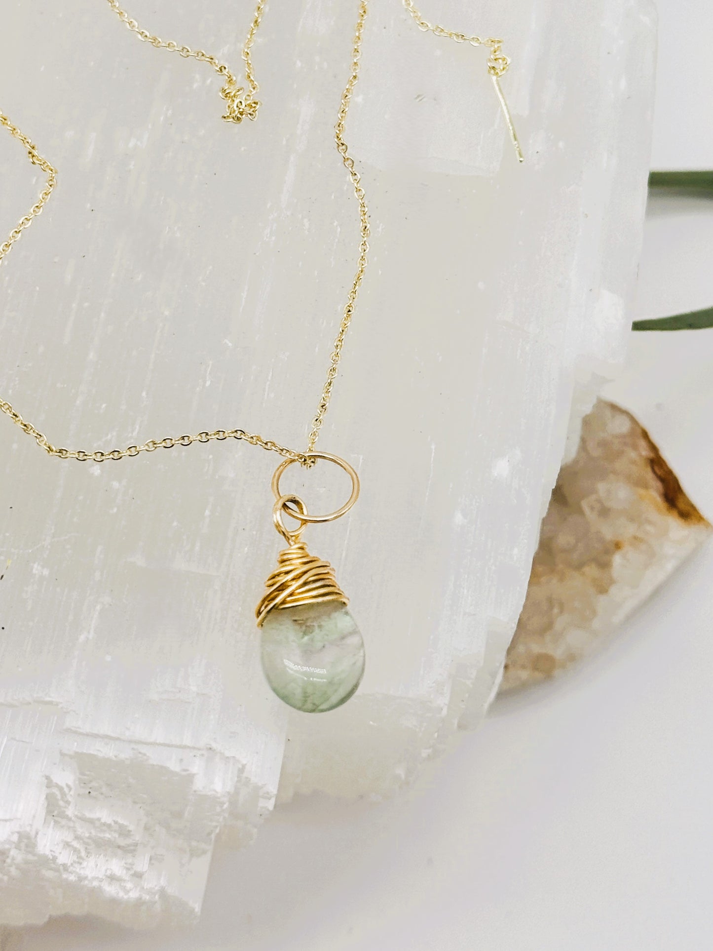 Fluorite Teardrop Pendanct Necklace
