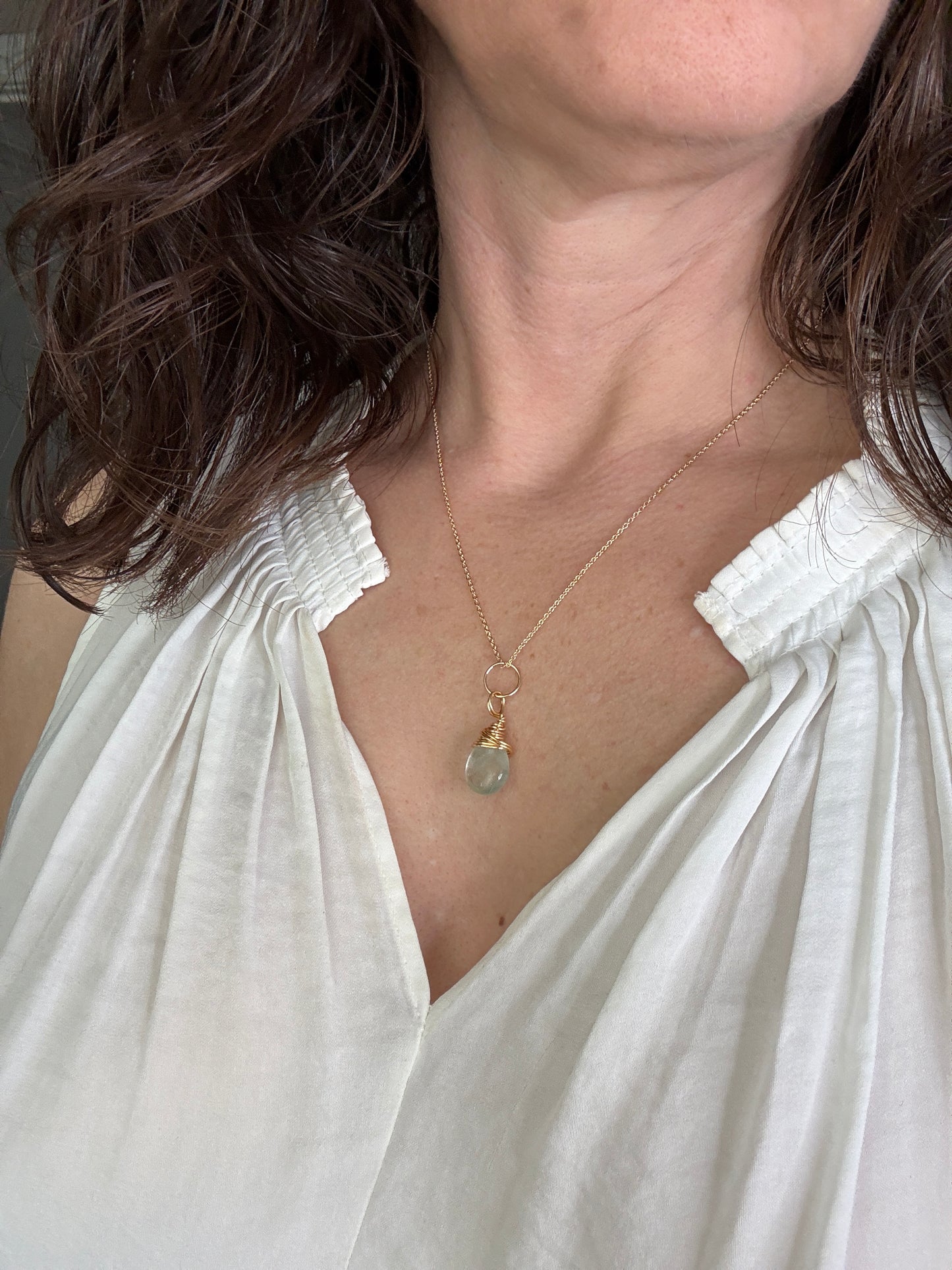 Fluorite Teardrop Pendanct Necklace