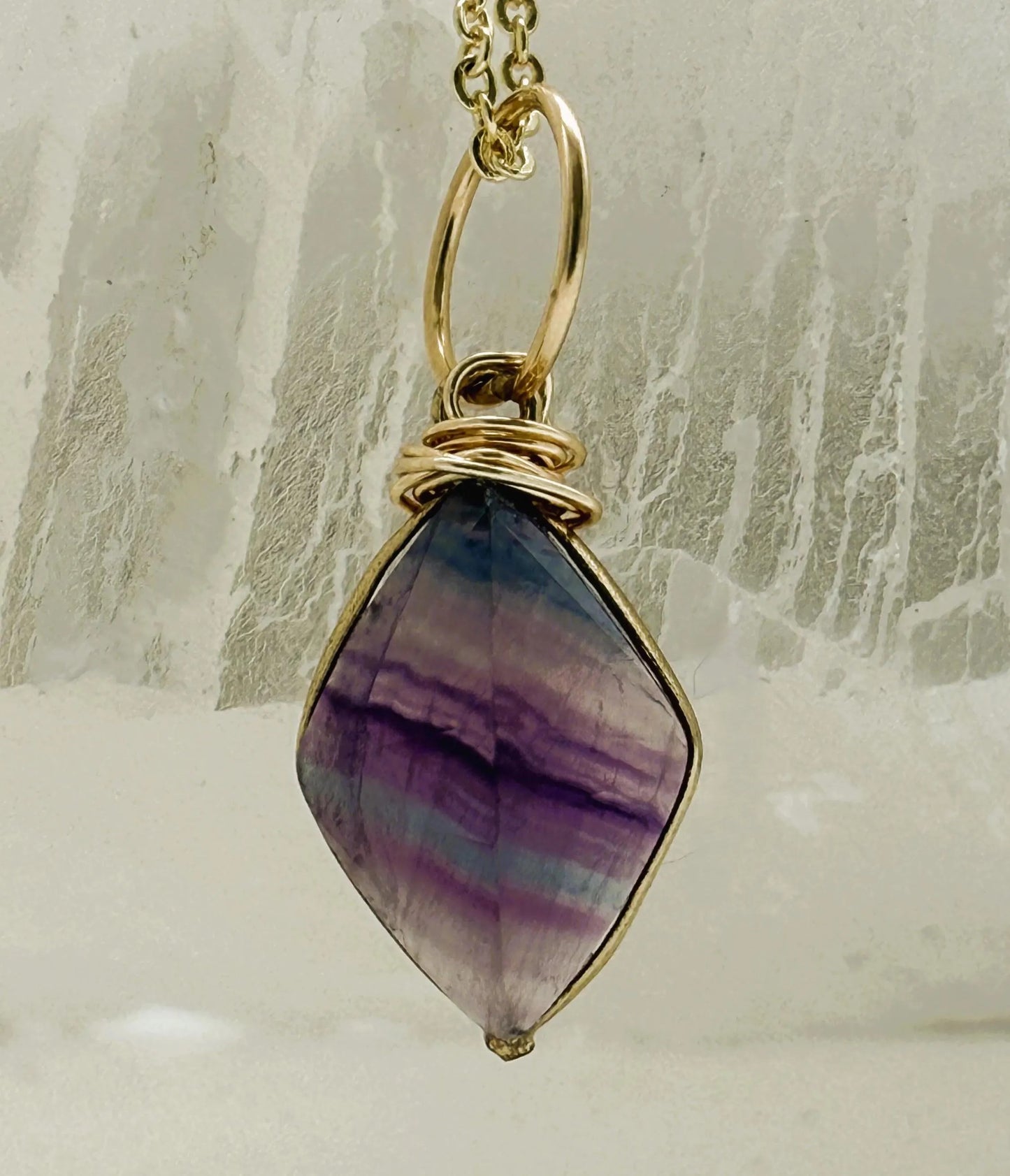 Rainbow Fluorite Pendant Necklace