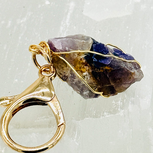 Chevron Amethyst Keychain