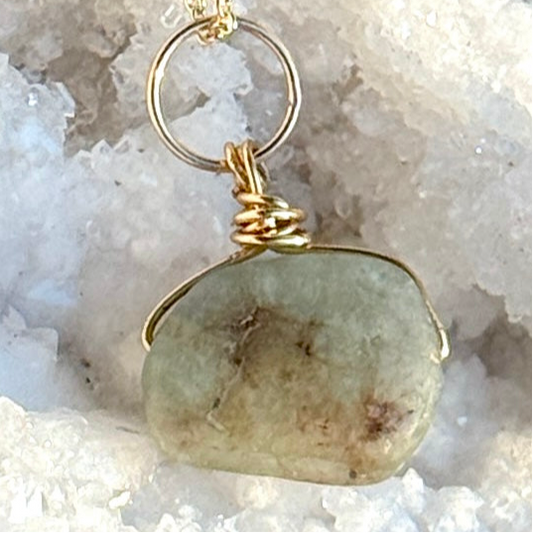 Aquamarine Oval Medallion Necklace