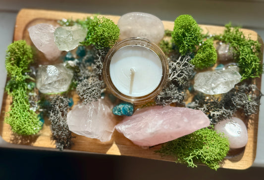 Rose Quartz & Blue Apatite Candle Altar