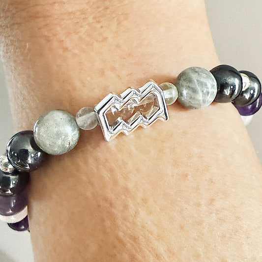 Aquarius Zodiac Crystal Bracelet