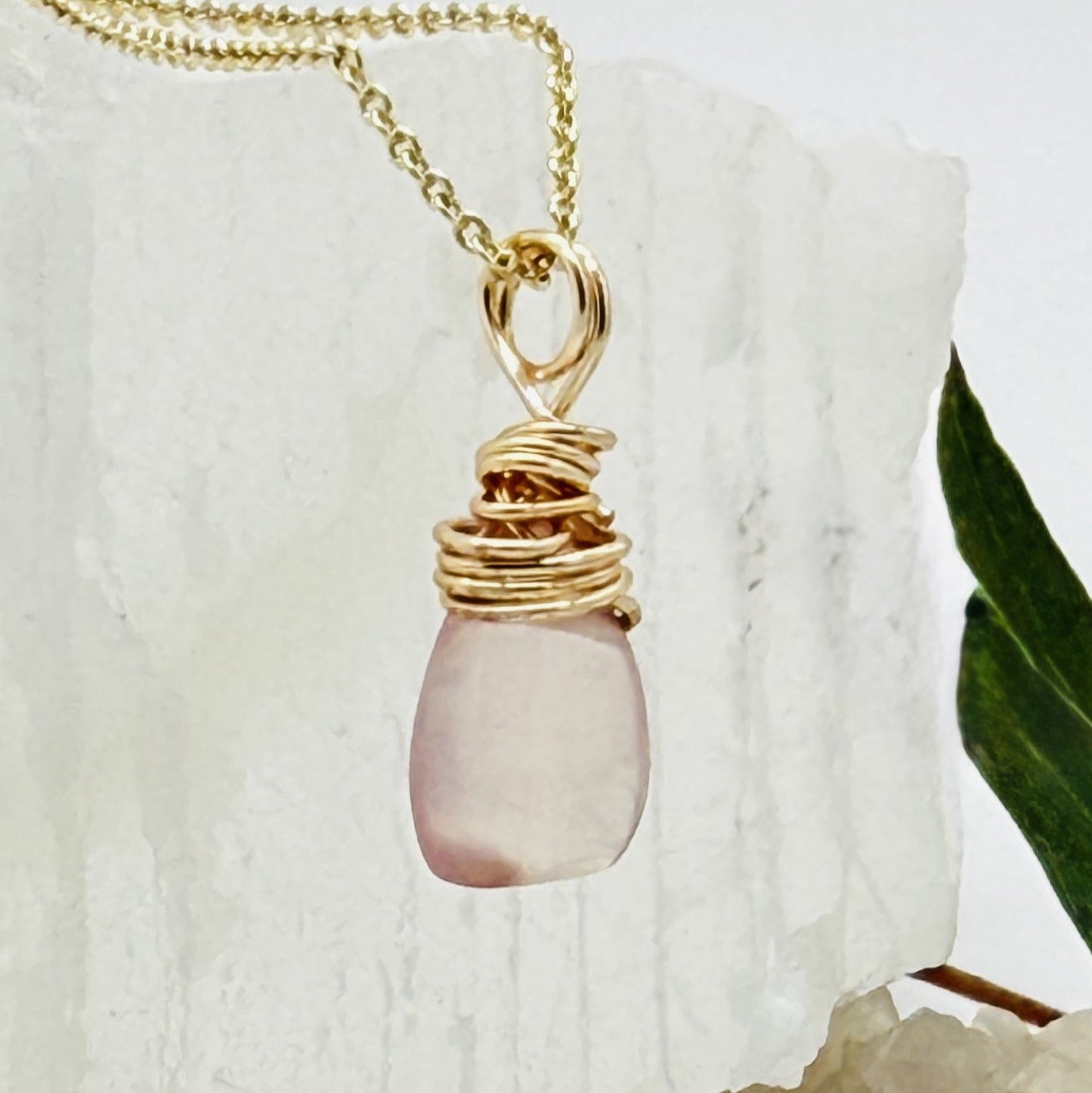 Rose Quartz Teardrop Necklace