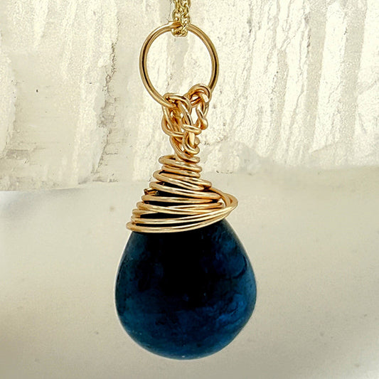 Blue Apatite Teardrop Necklace