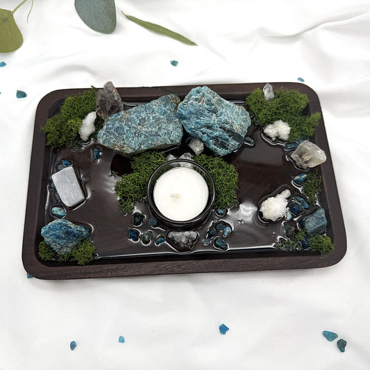 Blue Apatite Candle Altar