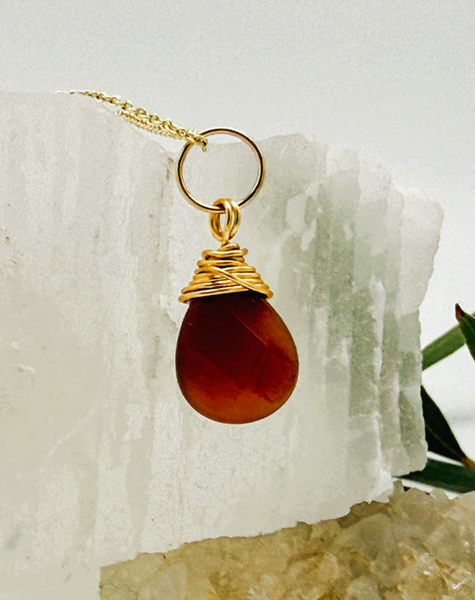Carnelian Teardrop Pendant Necklace