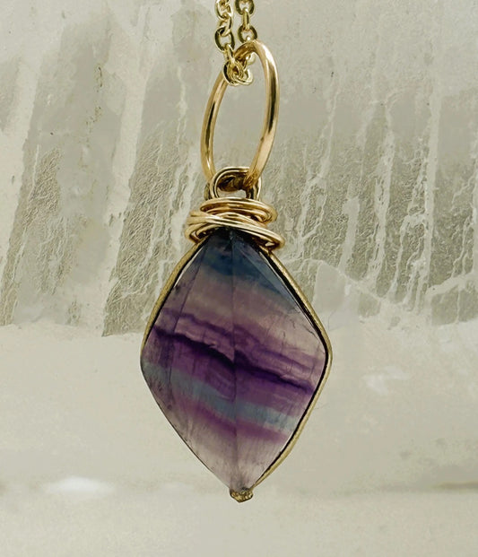 Rainbow Fluorite Pendant Necklace